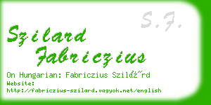 szilard fabriczius business card